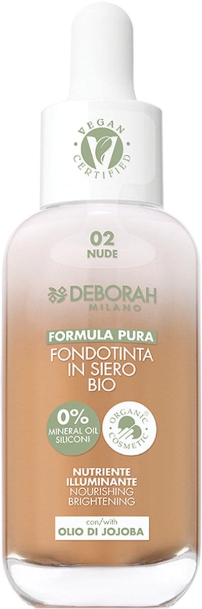 Deborah Milano Formula Pura Organic Serum, Druppelfles, Serum, Universele huid, Stralend, Voedend, Smoothing, beige, Beige