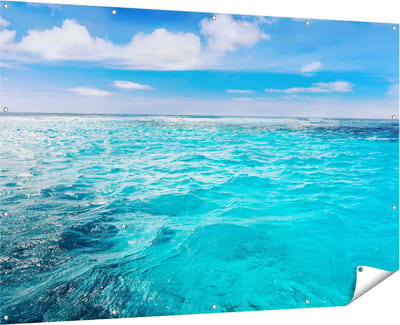 Gards Tuinposter Blauwe Caribische Zee Water - 180x120 cm - Tuindoek - Tuindecoratie - Wanddecoratie buiten - Tuinschilderij