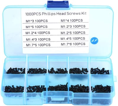 1000x Miniatuur Schroeven Assortiment - Kleine Kruiskopschroeven Roestvrij Staal