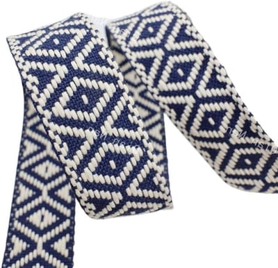 Katoenen Singelband - Jacquard Band - Tassen Maken - Duurzaam Geweven - 5 Meter 38mm - Blauw
