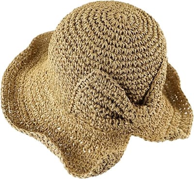 Hoed - Zonnehoed - Strohoed voor dames met strik - Floppy zonnehoed met brede rand - Opvouwbaar - Zonnehoed met UV-bescherming - Perfect voor vakantie, buiten en strand