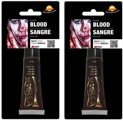 Fiestas Guirca Tube vloeibaar horror nepbloed - 2x - schmink - rood - 20 ml - Halloween verkleed accessoires - make-up