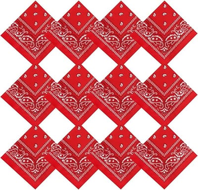 12 Zakdoeken - Zakdoeken - 55 x 55 cm - Bandana - Hoofddoek - Heren zakdoeken - Dames Zakdoeken - Halsdoek - Gezichtsbedekking - Unisex - Feestartikelen - Rood