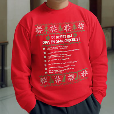 Kerst Trui Rood Kerst Checklist - Kerst Bij Opa En Oma 2XL