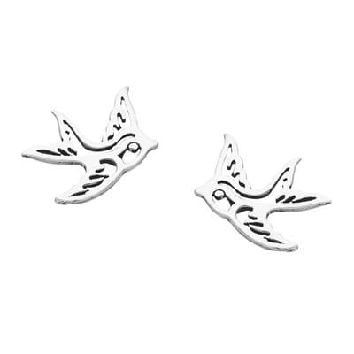 EAR IT UP - Oorbellen - Zwaluw - Vogel - Push back oorknopjes - 925 sterling zilver - 10 x 10 mm - 1 paar