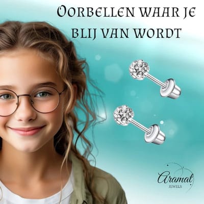 Aramat Jewels | Oorbellen | Stalen kinderoorbellen - 3,5mm kristal oorknopjes - schroefsluiting | | | |3mm | Staal | Kinderen, Volwassenen | Verkleurd niet
