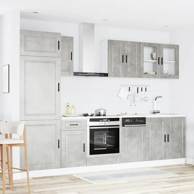 vidaXL - 8-delige - Keukenkastenset - Kalmar - bewerkt - hout - betongrijs