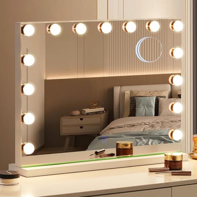 Verlichte Hollywood Make-up Spiegel met 15 Dimbare LED Lampen