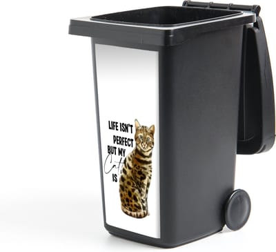 Container sticker Spreuken - Life isn't perfect but my cat is - Quotes - Katten - 44x98 cm - Kliko sticker