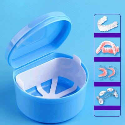 Boîte de soins dentaires, support dentaire, boîte de nettoyage, appareil orthodontique, boîte de nettoyage par immersion pour prothèses dentaires, filtre de ceinture, 1 pièce bleu