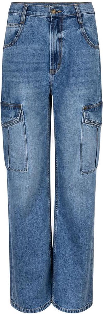 EsQualo Jeans Trousers Jeans Cargo Wide Leg F24 12502 650 Jeans Blue Dames Maat - W38