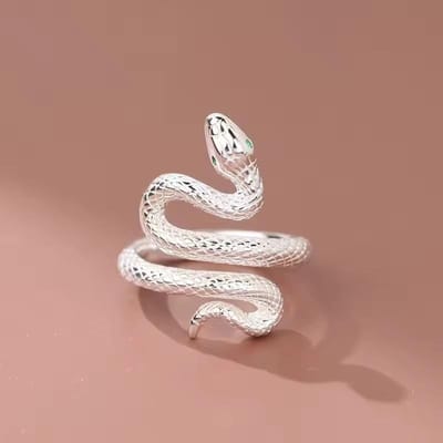 Ventfille   Anneaux Simples en Cuivre Pour Femmes Hommes Doigt Réglable Ouvert Anneau Serpent Rétro Pour Fête Cadeau d'Anniversaire resizable white