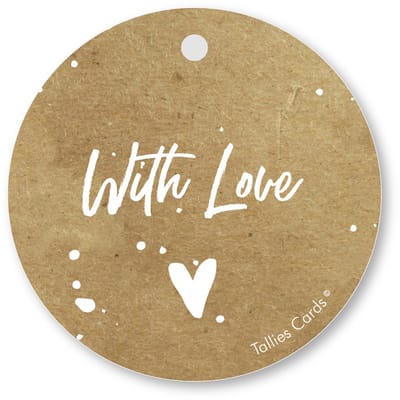 Tallies Cards - kadokaartjes  - bloemenkaartjes - With love - Kraft Look a Like - set van 5 kaarten - valentijnskaart - valentijn  - moeder - mama - liefde - 100% Duurzaam