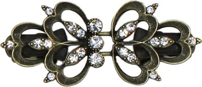 Fako Bijoux® - Vestsluiting Classic - Clip Met Haakje - Vestclip - Vestklem - Royale Strass - Bronskleurig