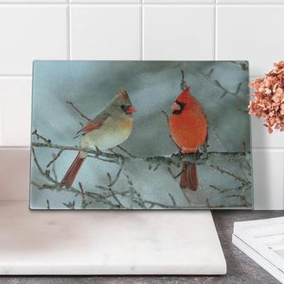 Decoratieve Snijplank met Vogels - Gehard Glas Serveerschalen voor Keuken
