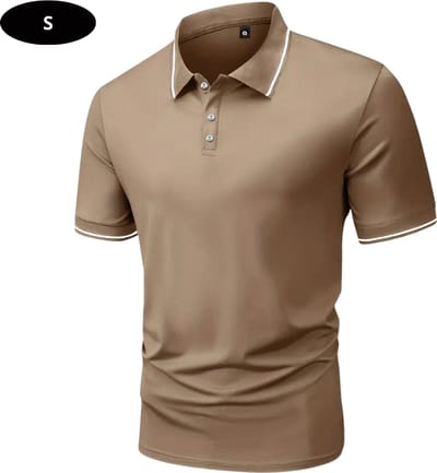 Livano Golf Shirt Heren - T-shirt - Golfkleding - Golfen - Golf Accessoires - Polo Shirt - Beige - Maat S