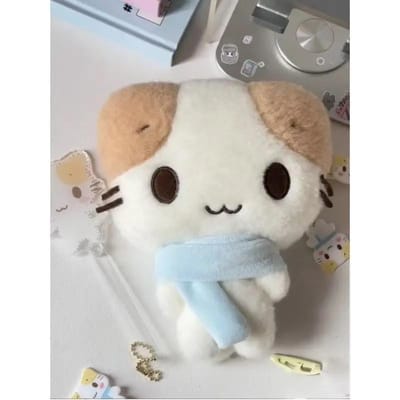 Masyumaro Pluche Fuwa Nyanko Kat Knuffel Perfect Sleutelhanger Bedeltje Perfecte Sleutelhanger Kawaii Anime Dames Tas Perfecte Sleutelhangers Mascotte Sleutelhanger Sleutelhouder beige