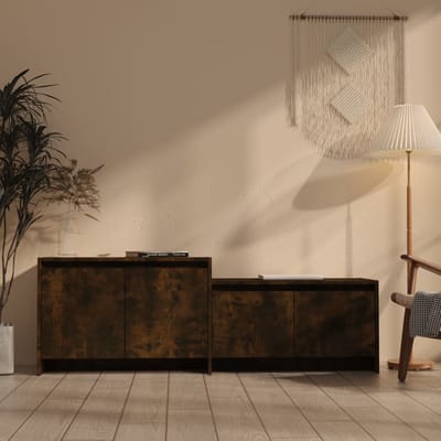 vidaXL - Tv-meubel - 146,5x35x50 - cm - bewerkt - hout - gerookt - eikenkleurig