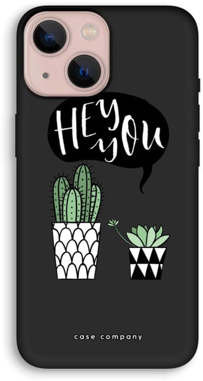 Case Company® - Hoesje geschikt voor iPhone 13 mini hoesje - Hey you cactus - Biologisch Afbreekbaar Telefoonhoesje - Bescherming alle Kanten en Schermrand