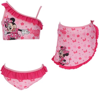 Minnie Mouse Bikini met Sarong - Maat 116/122 - Roze - Bikini Meisjes