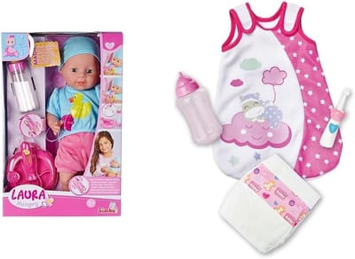 Babypop Accessoires Set met Slaapzak, Flesje en Verzorgingsitems voor Poppen tot 38cm