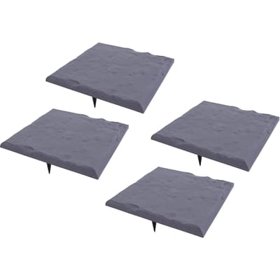 4 pièces de Dalles de Marche avec Piquets de Sol en Plastique Carrées pour Patio Extérieur Chemin Aménagement Paysager