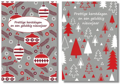 MGPcards - 10 Dubbele wenskaarten - Kerstkaarten / Nieuwjaar - Witte envelop - 10 x 14 cm - 2 Motieven per doosje