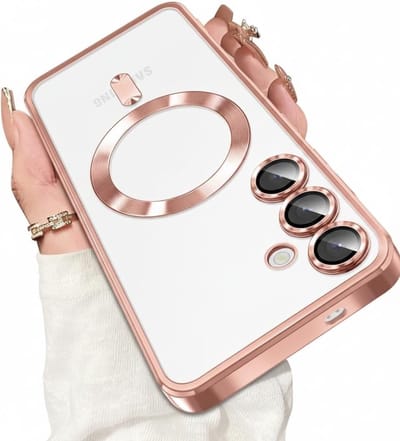 Hoesje Geschikt voor Samsung Galaxy S26 hoesje backcover Rose Goud – Geschikt voor Magsafe Lens beschermer – Transparant