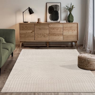 the carpet Elisa – Zacht Hoogpolig Vloerkleed voor Woonkamer – Modern Geometrisch Design – Beige – 120 x 160 cm