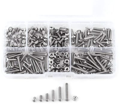 Dailygoody - M3 Schroeven en Moeren - 230 stuks kit - Hoogwaardig roestvrij staal - Knoopkopontwerp - Ideaal voor constructie - Geschikt voor diverse