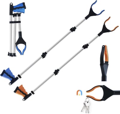 Opvouwbare grijptang voor senioren - 112 cm lange grijper met 90 graden draaibare kop en magneetpunten