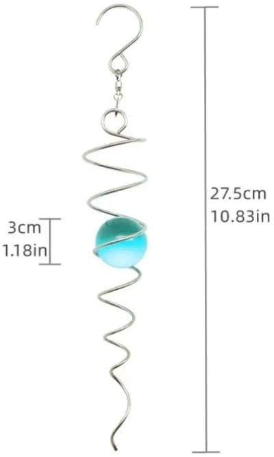 WiseGoods Premium RVS Windspinner Twister - 27CM - Met Blauw Glas Kristal - Woondecoratie - Cadeau - Decoratie - Suncatcher - Gift