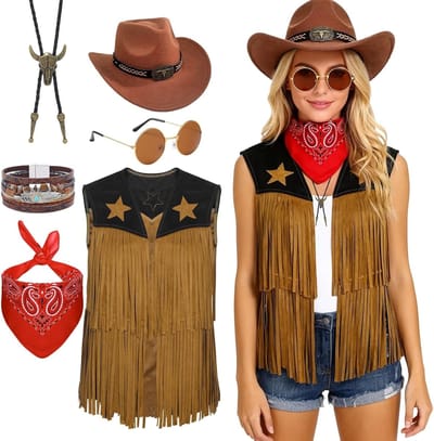 Cowgirl Kostuum voor Vrouwen met Neckerchief en Hoed - Perfect voor Carnaval en Cosplay Feesten