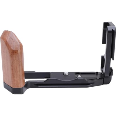 Poignée en L pour appareil photo avec support pour griffe porte-accessoires, plaque à dégagement rapide, alliage d'aluminium, bois, forme en L noir