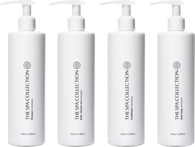 The Spa Collection Lemongrass - Shampoo + Conditioner + Body Wash + Handzeep - Milde formulering - 400 ml - Pompfles - Set van 4 stuks