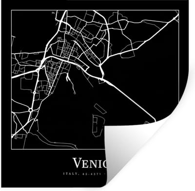 Muurstickers - Sticker Folie - Stadskaart - Venetië - Kaart - Plattegrond - Venice - 100x100 cm - Plakfolie - Muurstickers Kinderkamer - Zelfklevend Behang XXL - Zelfklevend behangpapier - Stickerfolie