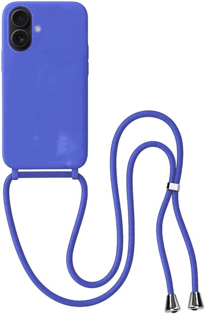 Hoes Geschikt voor iPhone 17 Hoesje Met Koord - Telefoonhoesje Geschikt voor iPhone 17 Backcover Met Afneembaar Koord - Felblauw