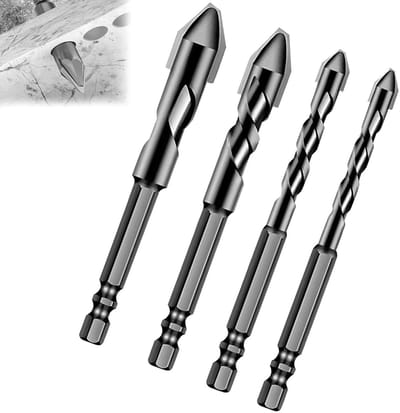 Allecto Plus - High-Strength Boorbit voor Tegels, Glas, Baksteen en Cement - Set van 4 Boorbitten met Carbide Tip voor Kunststof, Hout en Meer