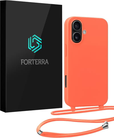 Hoesje Geschikt voor iPhone 17 Case Siliconen Hoes Met Koord - Hoes Geschikt voor iPhone 17 Met Telefoonkoord Hoesje Backcover - Papaya