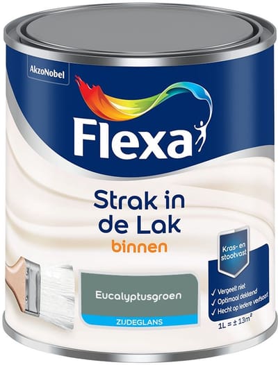 Flexa - Strak In De Lak Binnenlak Zijdeglans - Eucalyptusgroen - Mengverf - 1 L
