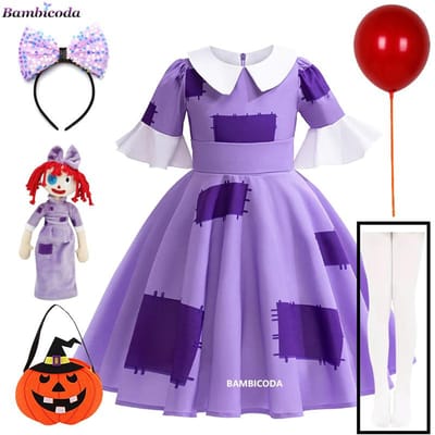 Anime Pomni The Amazing Digital Circus Cosplay Kostuum Jumpsuit Halloween Pak Purim Kostuum Cartoon Cosplay 11-12T(160)