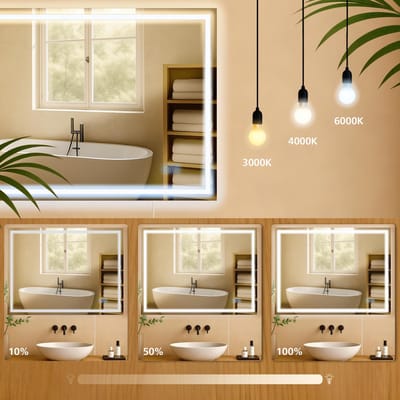 CLP Jaffrey badkamerspiegel - met verlichting dimbaar- met verwarming - wandspiegel - horizontaal en verticaal - anti-condens - helder/glas