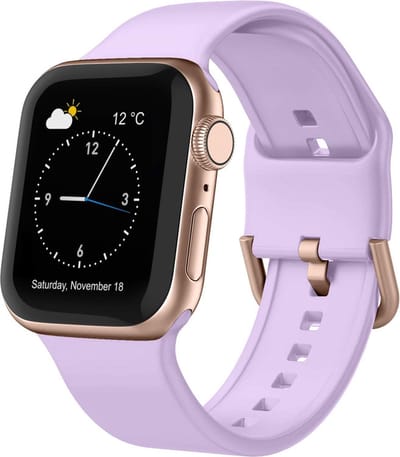 Siliconen bandje - geschikt voor Apple Watch 1/2/3/4/5/6/7/8/9/10/11/ SE (1,2,3) met maat 38 mm / 40 mm / 41 mm en 42 mm (Watch 10/11) - Lila