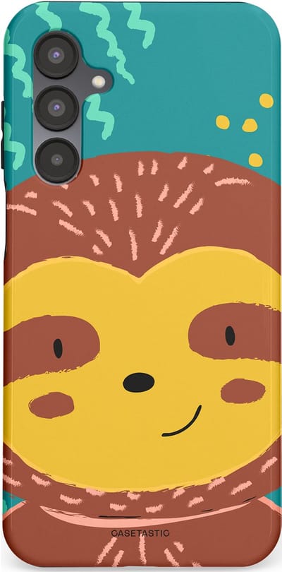 Casetastic hoesje geschikt voor Samsung Galaxy A16 - Dubbellaagse bescherming - Vrolijke luiaard - Fashion Case - Terracotta Petrol Goud