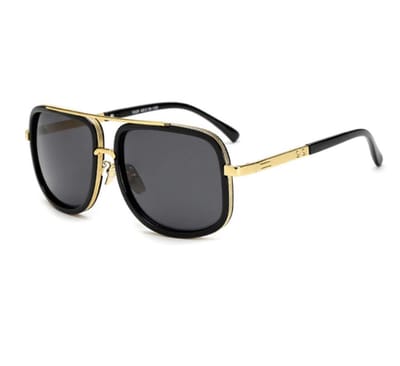 WiseGoods - Grote Oversized Retro Zonnebril - Vintage - Unisex - Zwart / Goud