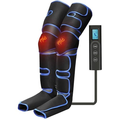 Voetmassageapparaat met luchtdruk voor de benen bevordert de bloedsomloop, lichaamsmassageapparaat, spierontspanning en lymfedrainage (360°C). black