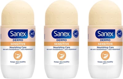 Sanex Dermo Sensitive Deodorant Roller 50 ML - Voordeelverpakking 3 stuks