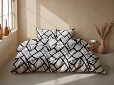 Zohome Serena Dekbedovertrek - Grijs - Tweepersoons - Dekbedhoes van 100% Katoen-Flanel - Abstract - 200x220 + 2 slopen 60/70 cm - AW25