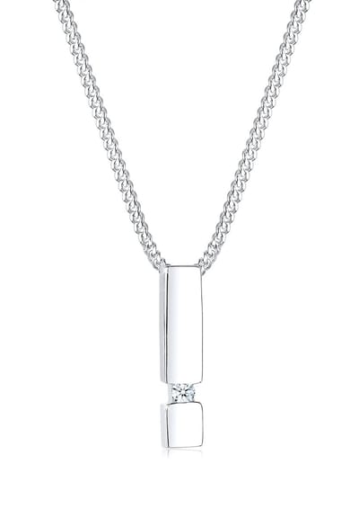 Elli PREMIUM - Halsketting - Dames Staaf Hanger Diamant (0.03 ct.) in 925 Sterling Zilver - Dames