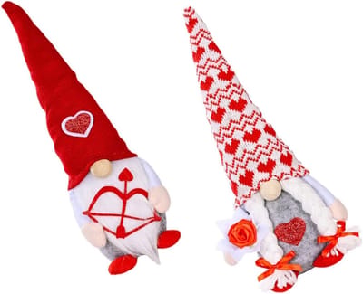 Koppel Poppen Decoratie - Kabouter Poppen - Valentijnsdag Versiering - Set van Twee - 32 cm Hoog - Diverse Kleuren